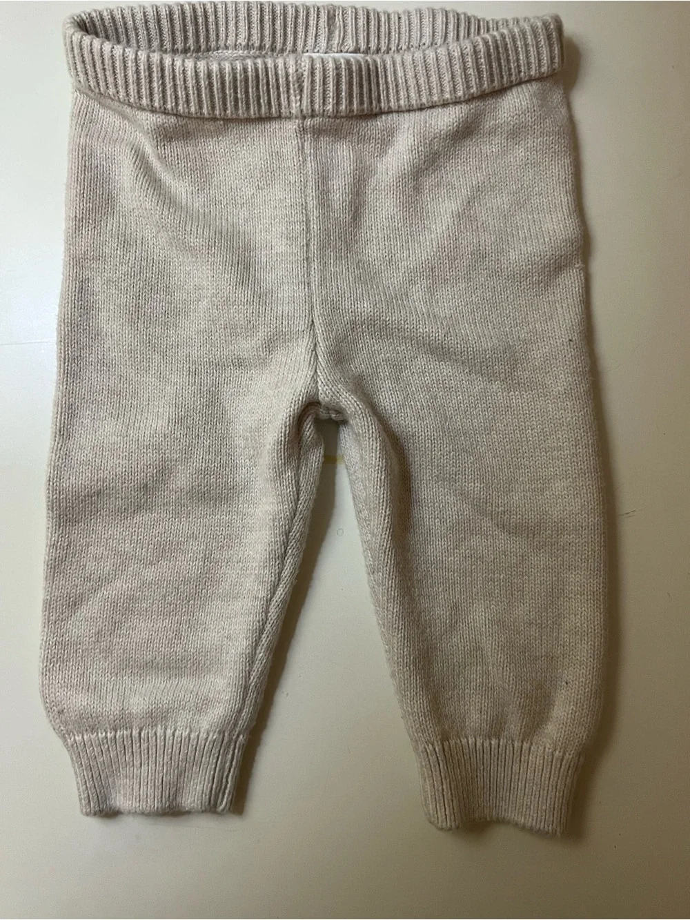 Kids Knit Pull-On Bottoms in Light Beige